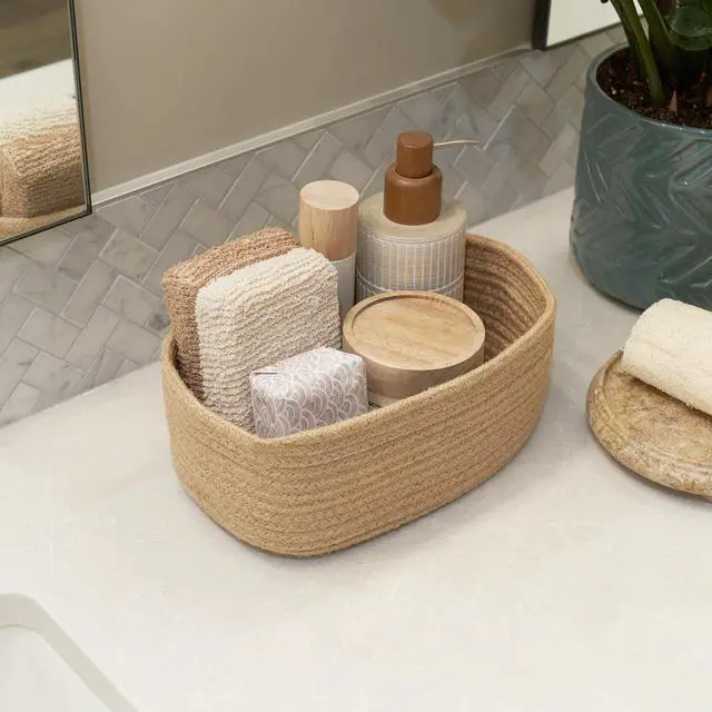 Alt view image 7 of 7 - Beautiful Storage Basket Set of 3 - Sturdy Jute Rope Baskets for Shelves Are Perfect for Organizing Your Home - Quality Storage Bins Easily Fit With Any Nursery or Bedroom Decor