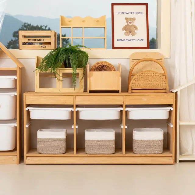 Alt view image 3 of 7 - 9x9x7 Storage Cubes, Cotton Rope Woven Baskets for Organizing, Cube Storage Bin, Small Gift Basket for Shelf, 3-Pack, Brown&White