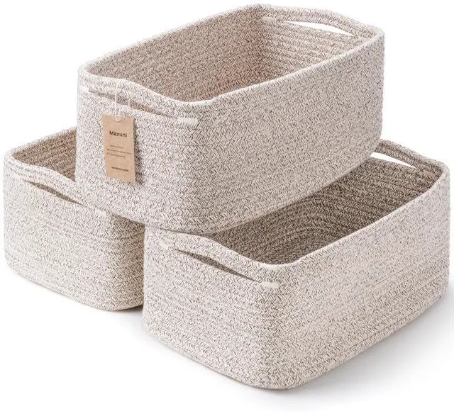 Main image of 3 Pack Small Storage Baskets for Organizing, 11.8×7.8×5.1", Mixed Brown