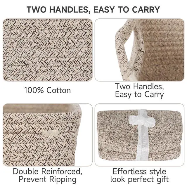 Alt view image 5 of 7 - 3 Pack Small Storage Baskets for Organizing, 11.8×7.8×5.1", Mixed Brown