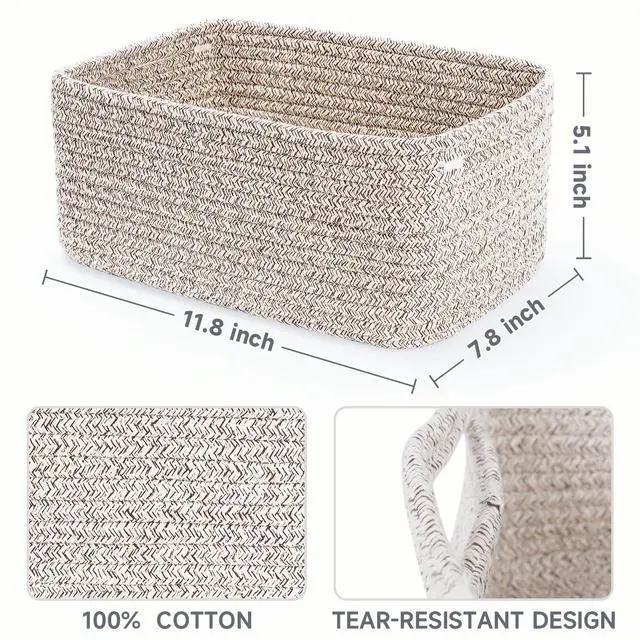 Alt view image 2 of 7 - 3 Pack Small Storage Baskets for Organizing, 11.8×7.8×5.1", Mixed Brown