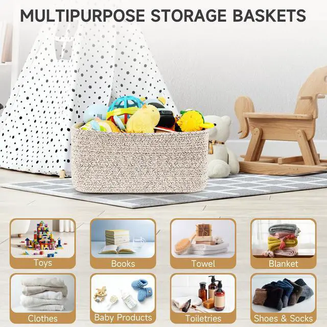 Alt view image 7 of 7 - 3 Pack Small Storage Baskets for Organizing, 11.8×7.8×5.1", Mixed Brown