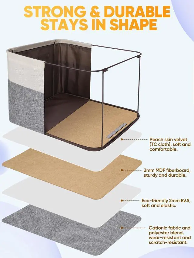 Alt view image 3 of 7 - 1 Pack Fabric Closet Storage Bins for Shelves, Linen Closet Organizers and Storage, Decorative Baskets for Organizing, Shelf, Clothes, Home, Office (Grey, 12"x8"x8")