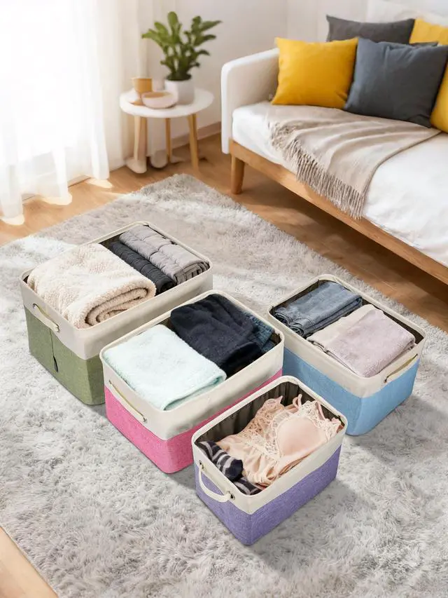 Alt view image 7 of 7 - 1 Pack Fabric Closet Storage Bins for Shelves, Linen Closet Organizers and Storage, Decorative Baskets for Organizing, Shelf, Clothes, Home, Office (Grey, 12"x8"x8")