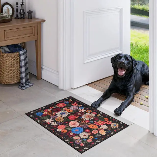 Alt view image 5 of 7 - Black Brown Entry Rug Small Door Mat 24x17 Inch for Bathroom