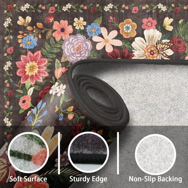 Alt view image 6 of 7 - Black Brown Entry Rug Small Door Mat 24x17 Inch for Bathroom