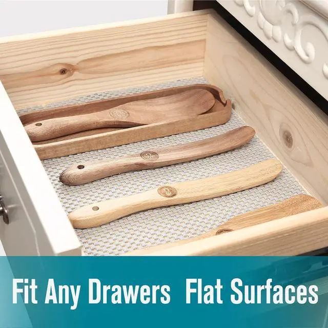 Alt view image 2 of 7 - Shelf Liner, Non-Adhesive Roll Drawer Liners 12 Inches x 20 Feet for Drawers, Non Slip Grip Durable Strong Clean, for Cabinets, Kitchen, Storage, Desks, Kitchenware, Tableware, Black