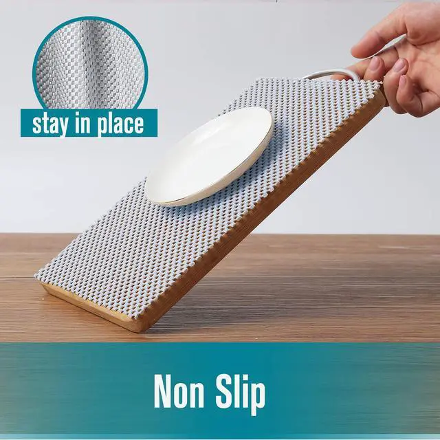 Alt view image 4 of 7 - Shelf Liner, Non-Adhesive Roll Drawer Liners 12 Inches x 20 Feet for Drawers, Non Slip Grip Durable Strong Clean, for Cabinets, Kitchen, Storage, Desks, Kitchenware, Tableware, Black