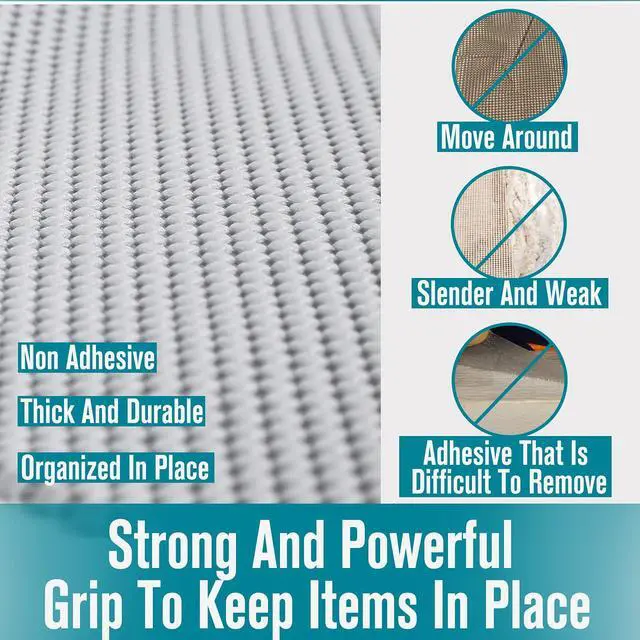 Alt view image 7 of 7 - Shelf Liner, Non-Adhesive Roll Drawer Liners 12 Inches x 20 Feet for Drawers, Non Slip Grip Durable Strong Clean, for Cabinets, Kitchen, Storage, Desks, Kitchenware, Tableware, Black