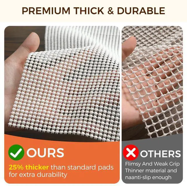 Alt view image 3 of 7 - 2 x 3 FT Rug Pad Gripper for Hardwood Floors, Non Slip Rug Pads for Area Rugs, Extra Thick Under Rug Padding, Protect Your Rugs & Floors