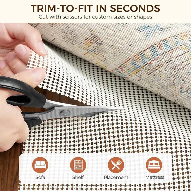 Alt view image 4 of 7 - 2 x 3 FT Rug Pad Gripper for Hardwood Floors, Non Slip Rug Pads for Area Rugs, Extra Thick Under Rug Padding, Protect Your Rugs & Floors