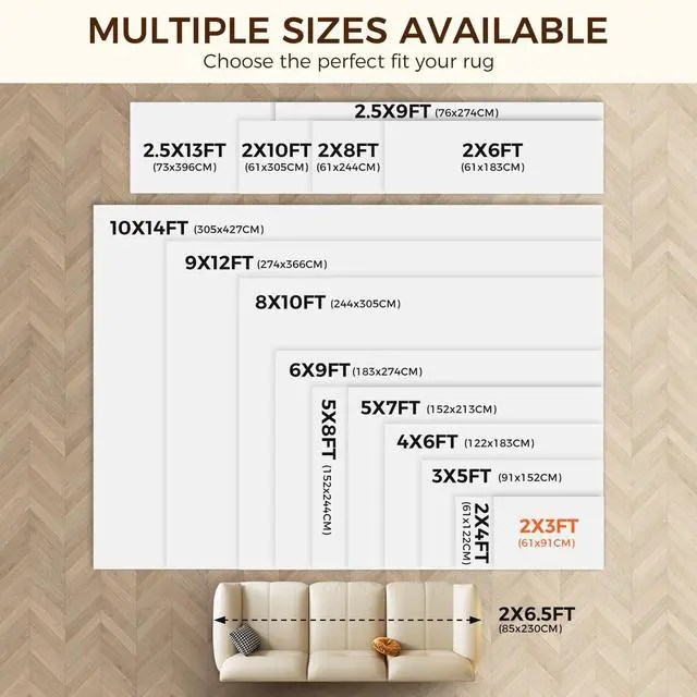 Alt view image 6 of 7 - 2 x 3 FT Rug Pad Gripper for Hardwood Floors, Non Slip Rug Pads for Area Rugs, Extra Thick Under Rug Padding, Protect Your Rugs & Floors