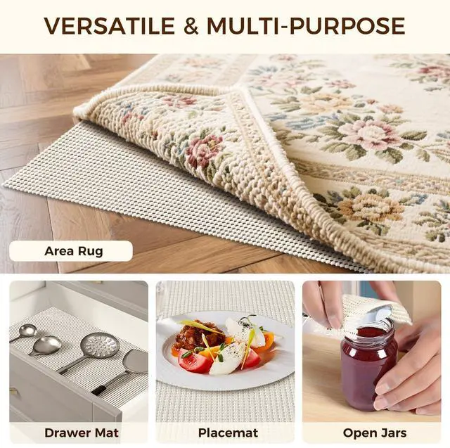 Alt view image 7 of 7 - 2 x 3 FT Rug Pad Gripper for Hardwood Floors, Non Slip Rug Pads for Area Rugs, Extra Thick Under Rug Padding, Protect Your Rugs & Floors