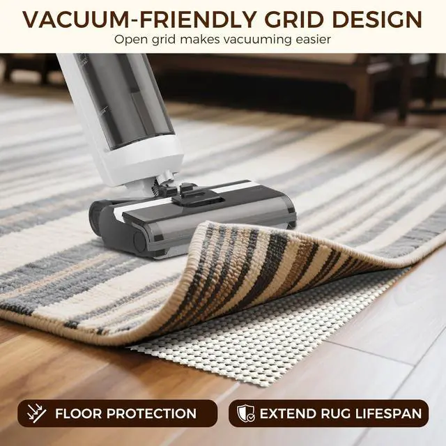 Alt view image 5 of 7 - 2 x 3 FT Rug Pad Gripper for Hardwood Floors, Non Slip Rug Pads for Area Rugs, Extra Thick Under Rug Padding, Protect Your Rugs & Floors