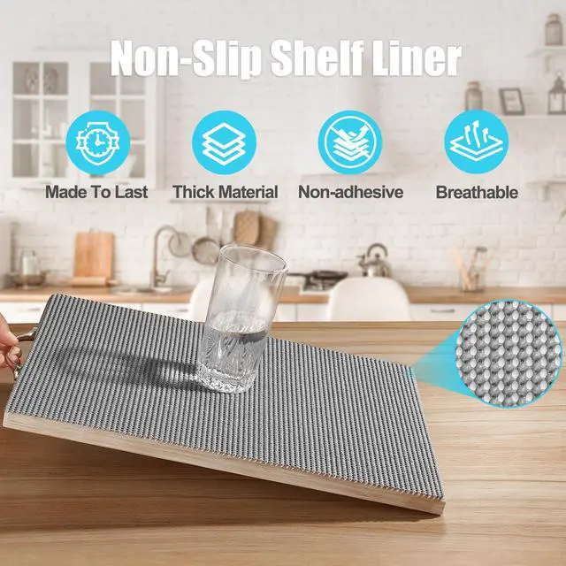 Alt view image 2 of 6 - Non-Slip Shelf Cabinet and Drawer Liner, 12IN x 20FT, Dark Gray