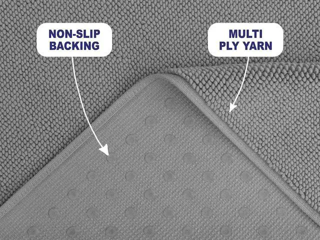Alt view image 2 of 7 - Bath Rug, 17 in 24 in 100% Cotton Bath Mats Rugs for Bathroom, Slip Reducer Washable Shaggy Form Area Rugs, Light Grey Bath Rug