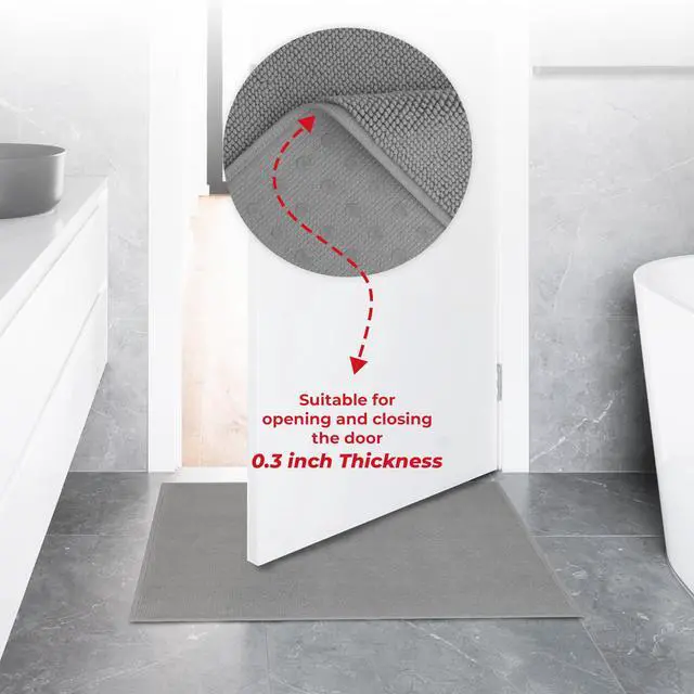 Alt view image 7 of 7 - Bath Rug, 17 in 24 in 100% Cotton Bath Mats Rugs for Bathroom, Slip Reducer Washable Shaggy Form Area Rugs, Light Grey Bath Rug