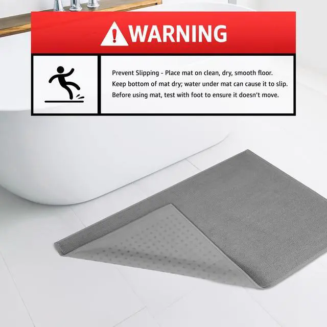 Alt view image 4 of 7 - Bath Rug, 17 in 24 in 100% Cotton Bath Mats Rugs for Bathroom, Slip Reducer Washable Shaggy Form Area Rugs, Light Grey Bath Rug