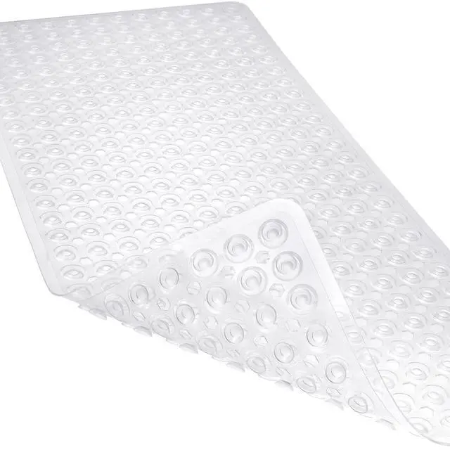 Main image of Non-Slip Bathtub and Shower Mats, Power Grip Bath Mat 35 x 16.3 Inch with Suction Cups and Drain Holes for Tub Bathroom Floor Safety, Machine Washable Soft Bathmat, Clear