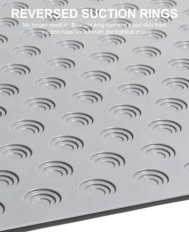 Alt view image 3 of 7 - Reverse Suction Cup Bath Mat: 39x16 inch Extra Long BathmatPerfect for Ordinary or Refinished Bath Tubs Made of Nature RubberProtect Your Bathtub (Grey)
