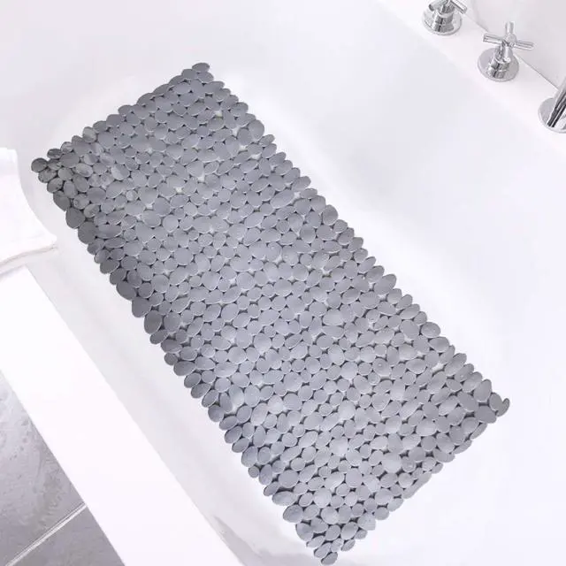 Main image of Pebble Shower Mat for Bathtub Non Slip Mat 35"X16" with Suction Cups,Grey