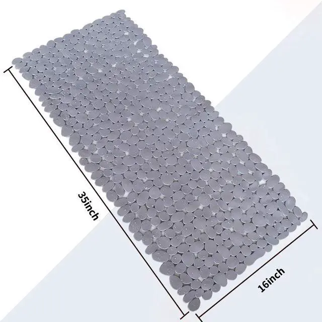 Alt view image 3 of 6 - Pebble Shower Mat for Bathtub Non Slip Mat 35"X16" with Suction Cups,Grey