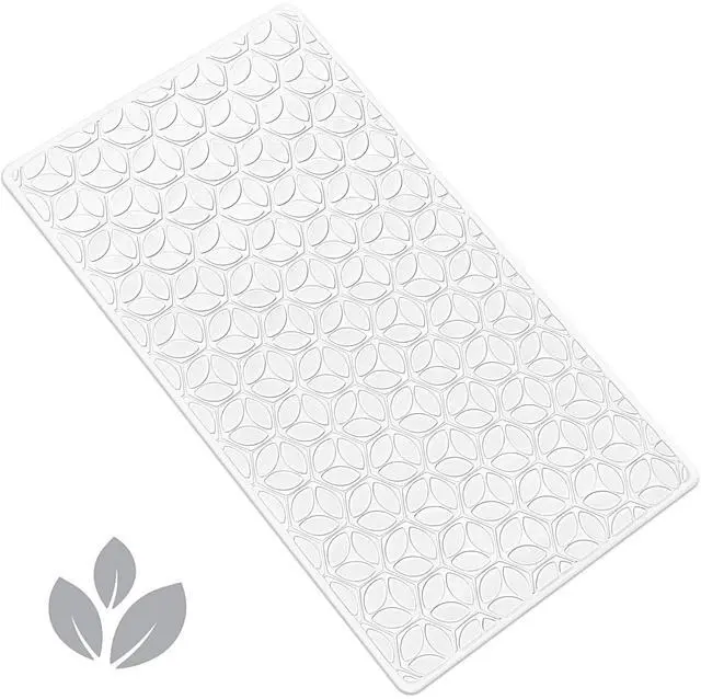 Main image of Non-Slip Rubber Bathtub Mat with Suction Cups, 16 × 28 Inch (White)