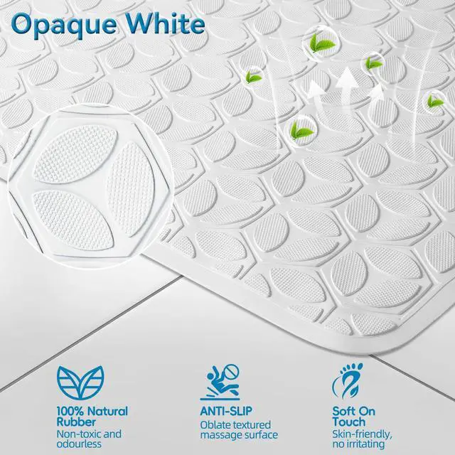 Alt view image 2 of 7 - Non-Slip Rubber Bathtub Mat with Suction Cups, 16 × 28 Inch (White)