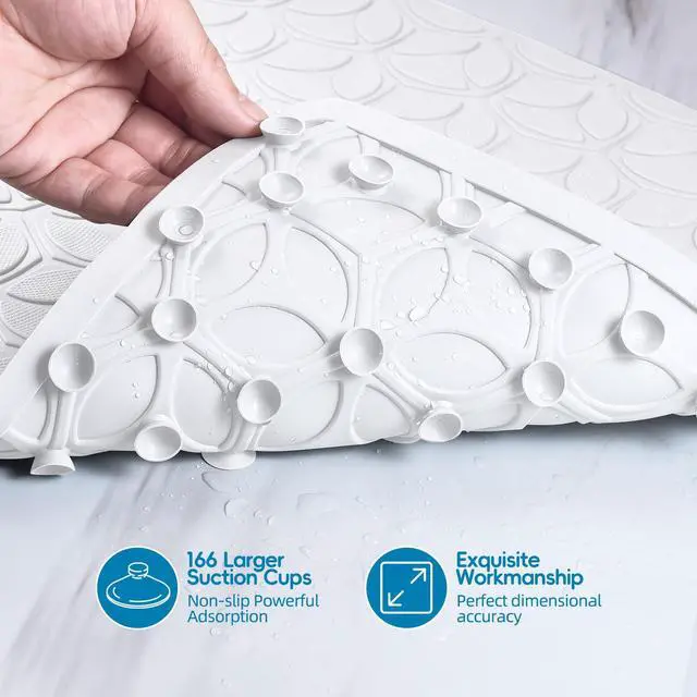 Alt view image 3 of 7 - Non-Slip Rubber Bathtub Mat with Suction Cups, 16 × 28 Inch (White)