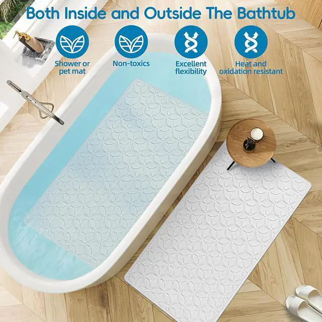 Alt view image 4 of 7 - Non-Slip Rubber Bathtub Mat with Suction Cups, 16 × 28 Inch (White)