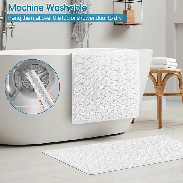 Alt view image 7 of 7 - Non-Slip Rubber Bathtub Mat with Suction Cups, 16 × 28 Inch (White)