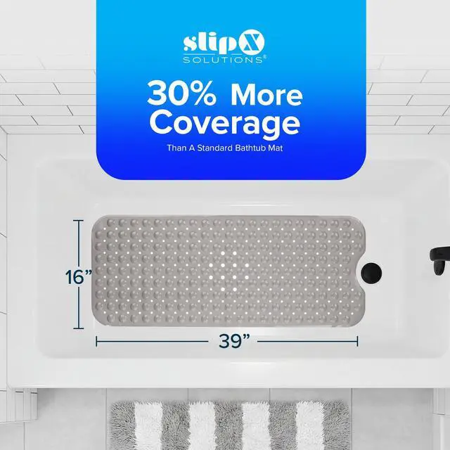 Alt view image 5 of 7 - 39x16 Extra Long Non Slip Bath Mat, Tub & Shower, Tan