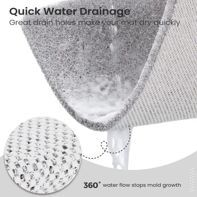 Alt view image 5 of 7 - Nonslip Bathtub Mat, Anti Slip Bath Mat 0.6" Extra Thick, Quick Dry Bath Tub Anti Slip Shower Mat, Loofah Non-Slip Bath Mat for Tub Bathroom Pool Kitchen Entryway Home Hotel(Light Gray 16x27)