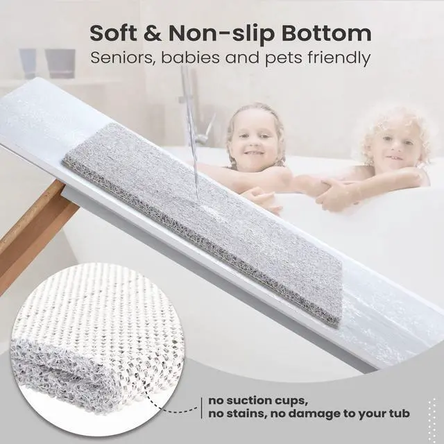 Alt view image 6 of 7 - Nonslip Bathtub Mat, Anti Slip Bath Mat 0.6" Extra Thick, Quick Dry Bath Tub Anti Slip Shower Mat, Loofah Non-Slip Bath Mat for Tub Bathroom Pool Kitchen Entryway Home Hotel(Light Gray 16x27)