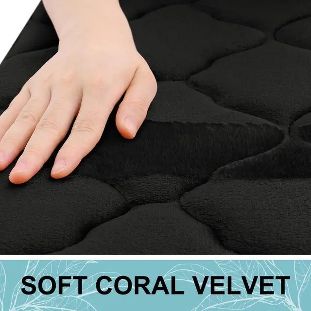Alt view image 3 of 7 - Memory Foam Bath Mat Rug 24x16, Ultra Soft and Absorbent Bathroom Rugs, Non-Slip, Comfortable, Machine Washable Bath Carpet for Bathroom Floor, Tub, Shower and Home Decor Accessories, Black