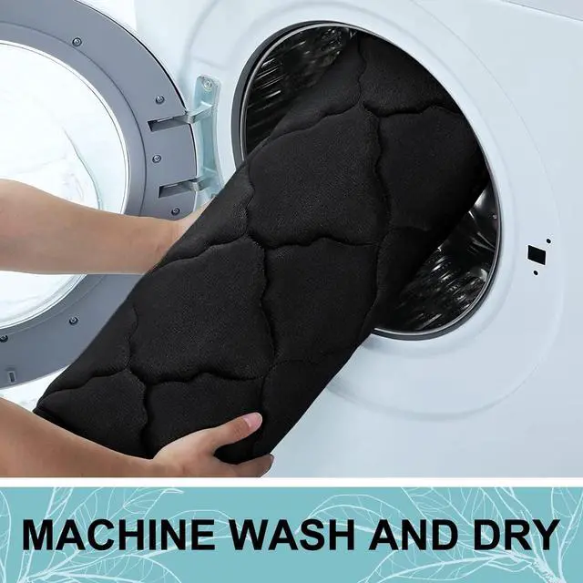 Alt view image 7 of 7 - Memory Foam Bath Mat Rug 24x16, Ultra Soft and Absorbent Bathroom Rugs, Non-Slip, Comfortable, Machine Washable Bath Carpet for Bathroom Floor, Tub, Shower and Home Decor Accessories, Black