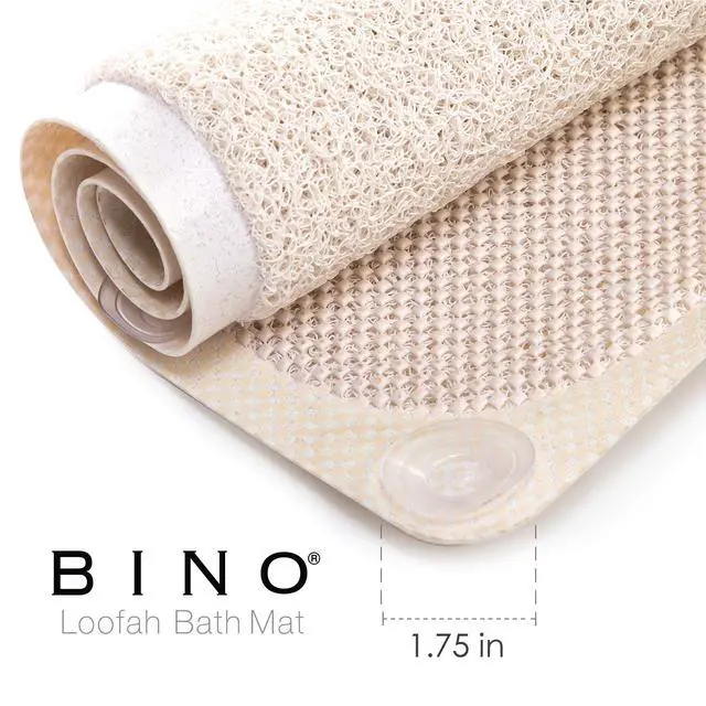 Alt view image 4 of 4 - | Loofah Non-Slip Bath Mat for Tub - Ivory | Spa-Inspired Comfort, Quick-Drying, Secure Suction Cups | Exfoliating Shower Mat for a Luxurious and Safe Bathing Experience