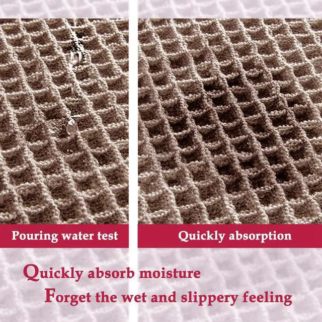 Alt view image 4 of 6 - Tan Waffle Bath Mat,Super Absorbent Non Slip Bathroom Rug,Brown 18x30inch,Machine Washable Ultra Soft Floor Mats