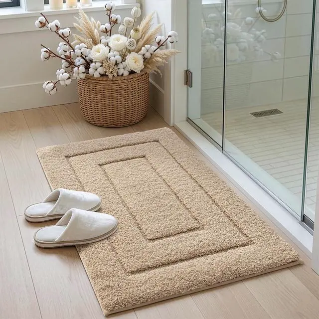 Alt view image 4 of 7 - Bathroom Rugs 24x16, Non-Slip and Absorbent Bath Mat, Beige