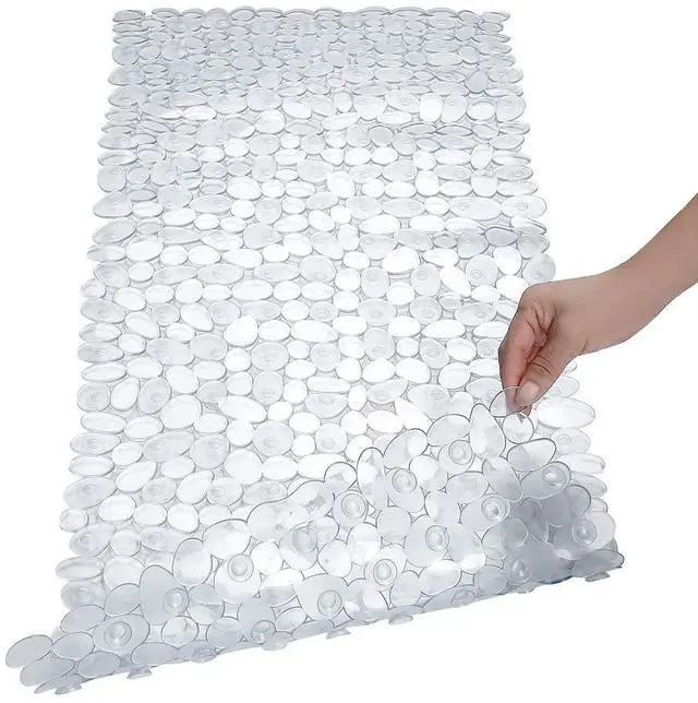 Main image of Pebble Shower Mat for Bathtub Non Slip Mat 35"X16" with Suction Cups,Clear
