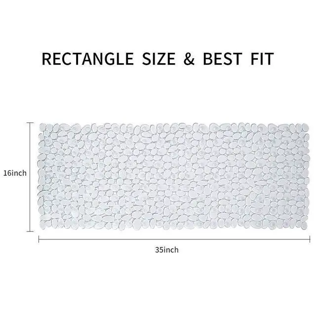 Alt view image 2 of 6 - Pebble Shower Mat for Bathtub Non Slip Mat 35"X16" with Suction Cups,Clear
