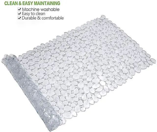 Alt view image 3 of 6 - Pebble Shower Mat for Bathtub Non Slip Mat 35"X16" with Suction Cups,Clear