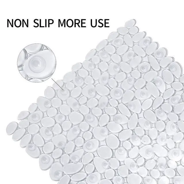 Alt view image 4 of 6 - Pebble Shower Mat for Bathtub Non Slip Mat 35"X16" with Suction Cups,Clear