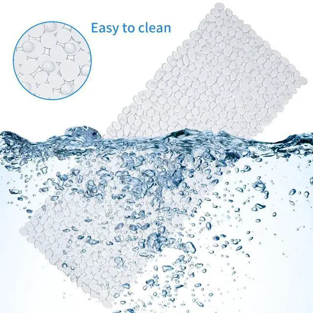 Alt view image 5 of 6 - Pebble Shower Mat for Bathtub Non Slip Mat 35"X16" with Suction Cups,Clear