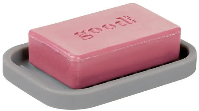 Main image of Silicone Soap Dish, Gray, Rectangular, 5" x 3.5" x 5"