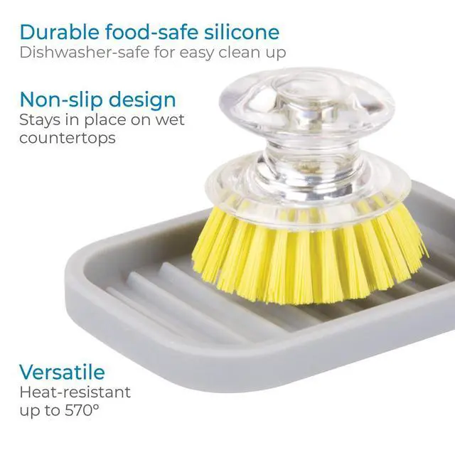 Alt view image 4 of 5 - Silicone Soap Dish, Gray, Rectangular, 5" x 3.5" x 5"