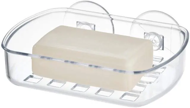 Main image of BPA-Free Plastic Suction Bar Soap Dish - 5.25" x 4" x 2", Clear,19600