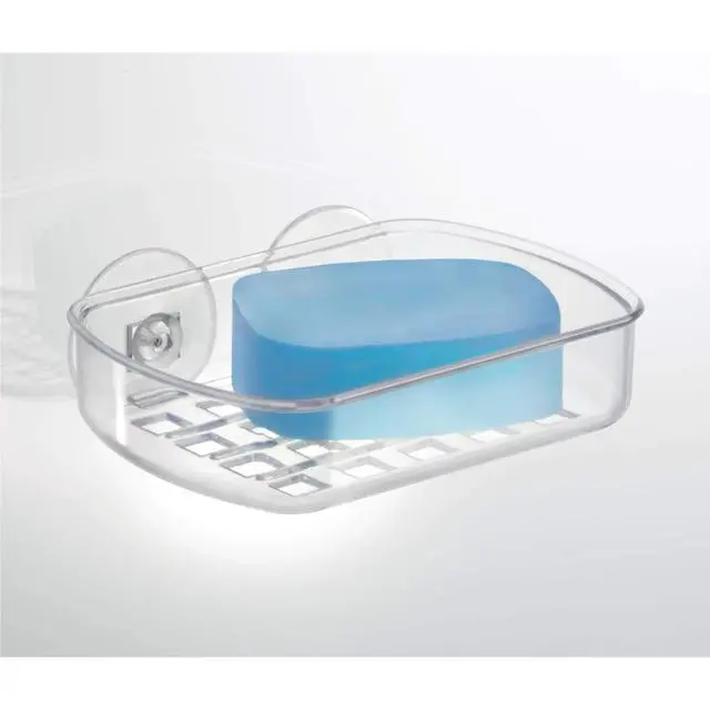 Alt view image 3 of 6 - BPA-Free Plastic Suction Bar Soap Dish - 5.25" x 4" x 2", Clear,19600