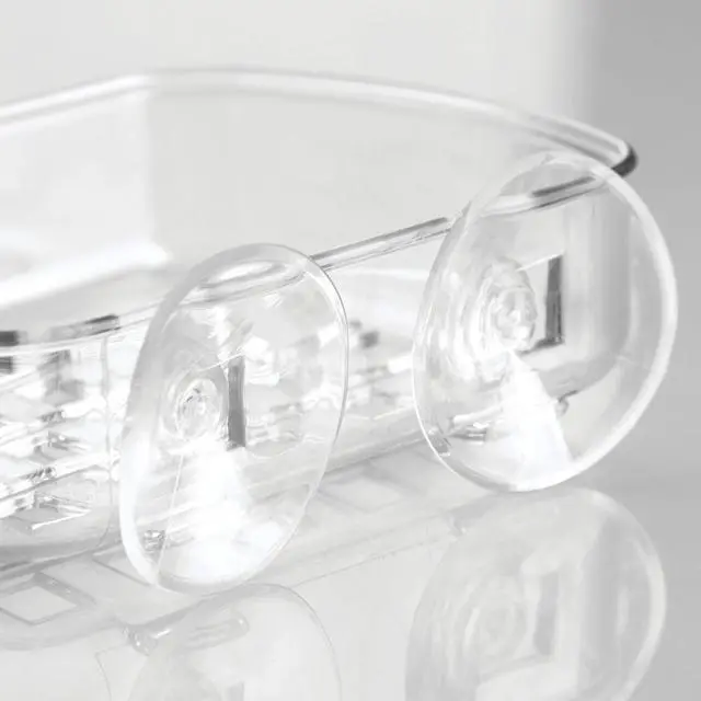 Alt view image 6 of 6 - BPA-Free Plastic Suction Bar Soap Dish - 5.25" x 4" x 2", Clear,19600