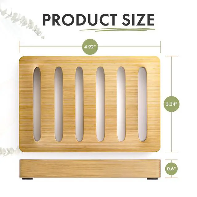 Alt view image 3 of 7 - Soap Holder Soap Dish, Bamboo Soap Dish, 2 Pack Wood Bar Soap Holder for Shower, Trays Self Draining, Soap Saver for Shower, Bathroom, Kitchen(Natural Color)